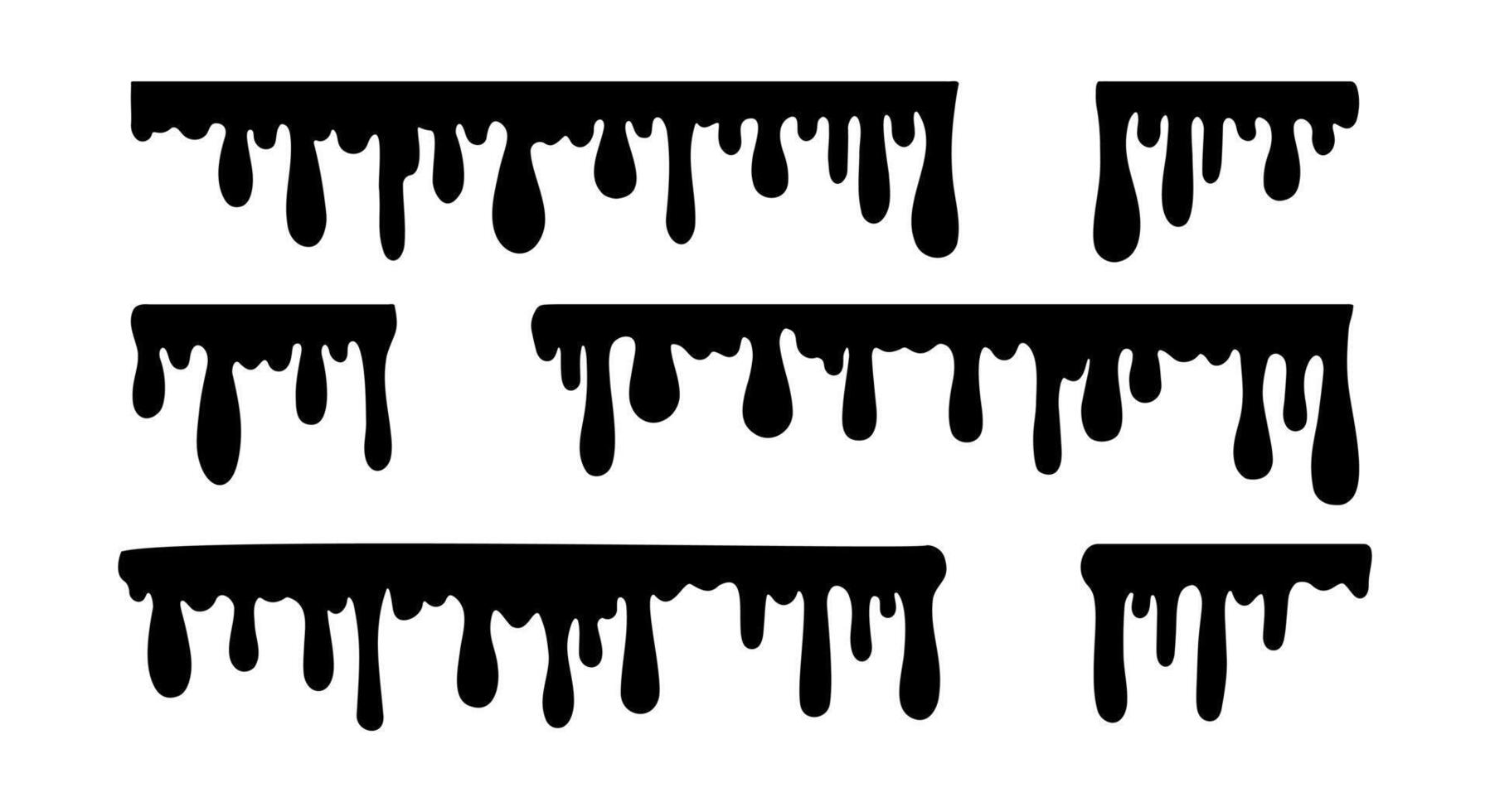 Black melt drips or melted chocolate, liquid sauce drops, , current paint. graffiti splatter vector