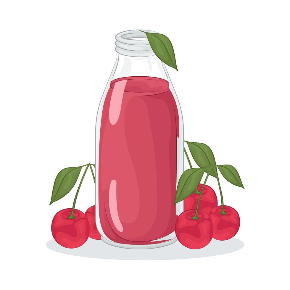 cherry milkshake illustration vector