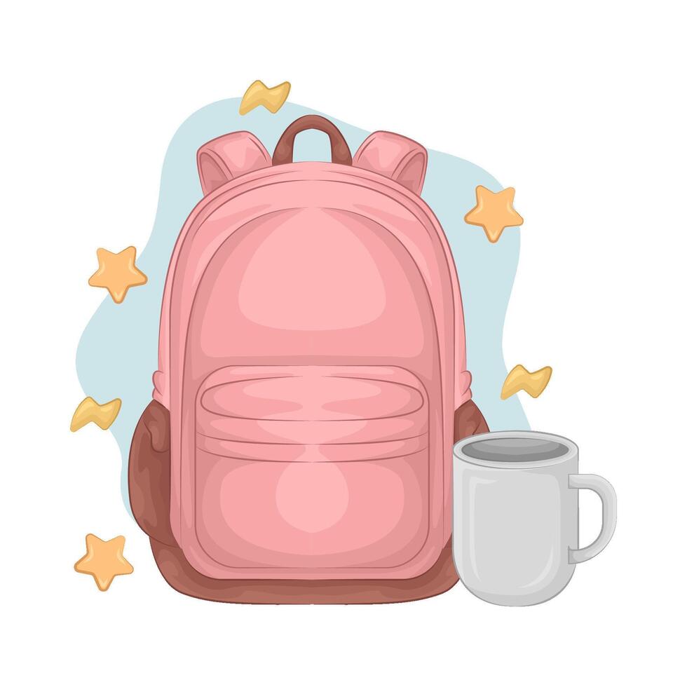backpack with coffee cup vector