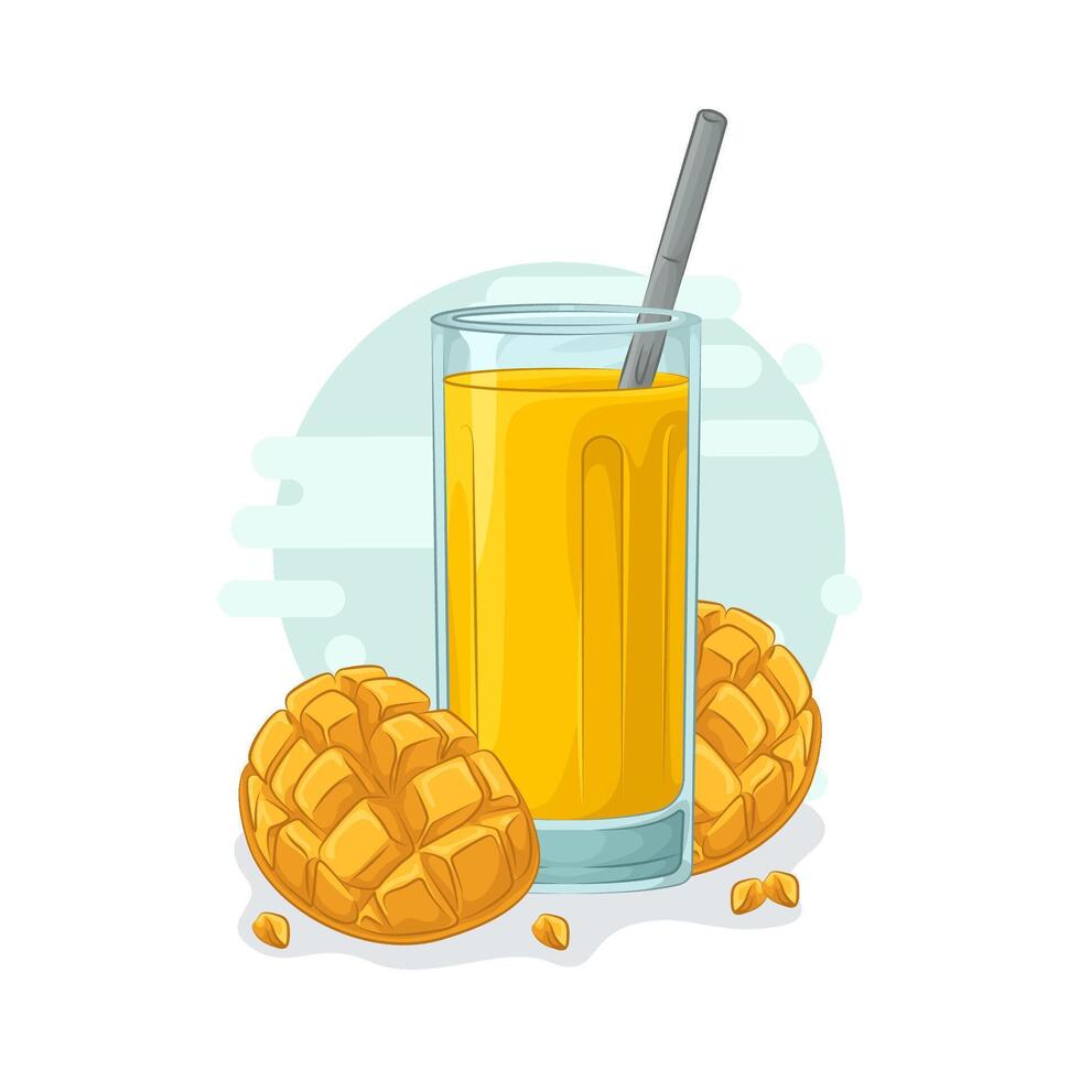 mango juice illustration vector