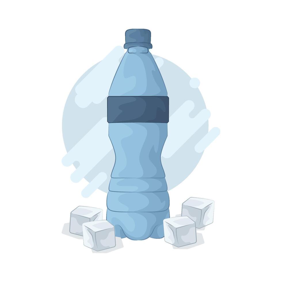 water bottle with ice cube vector