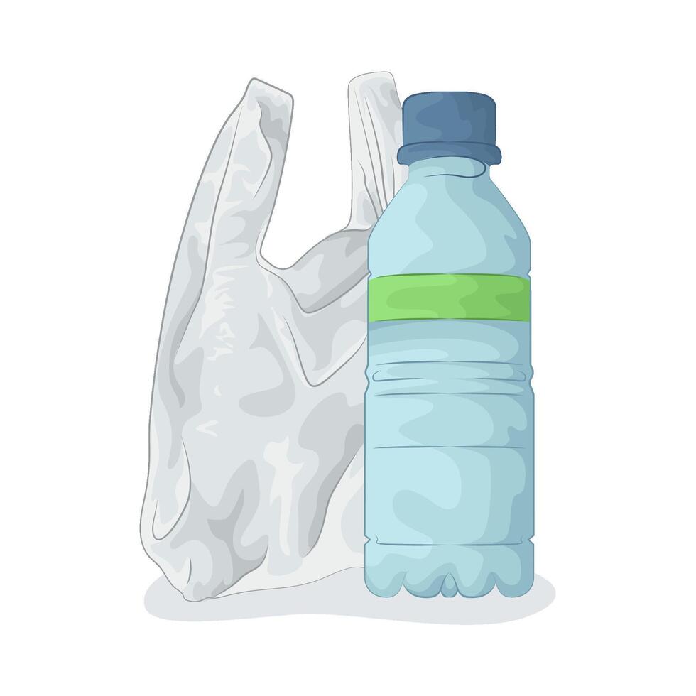 water bottle and plastic bag vector