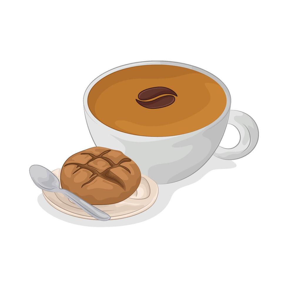 coffee cup with cookies vector