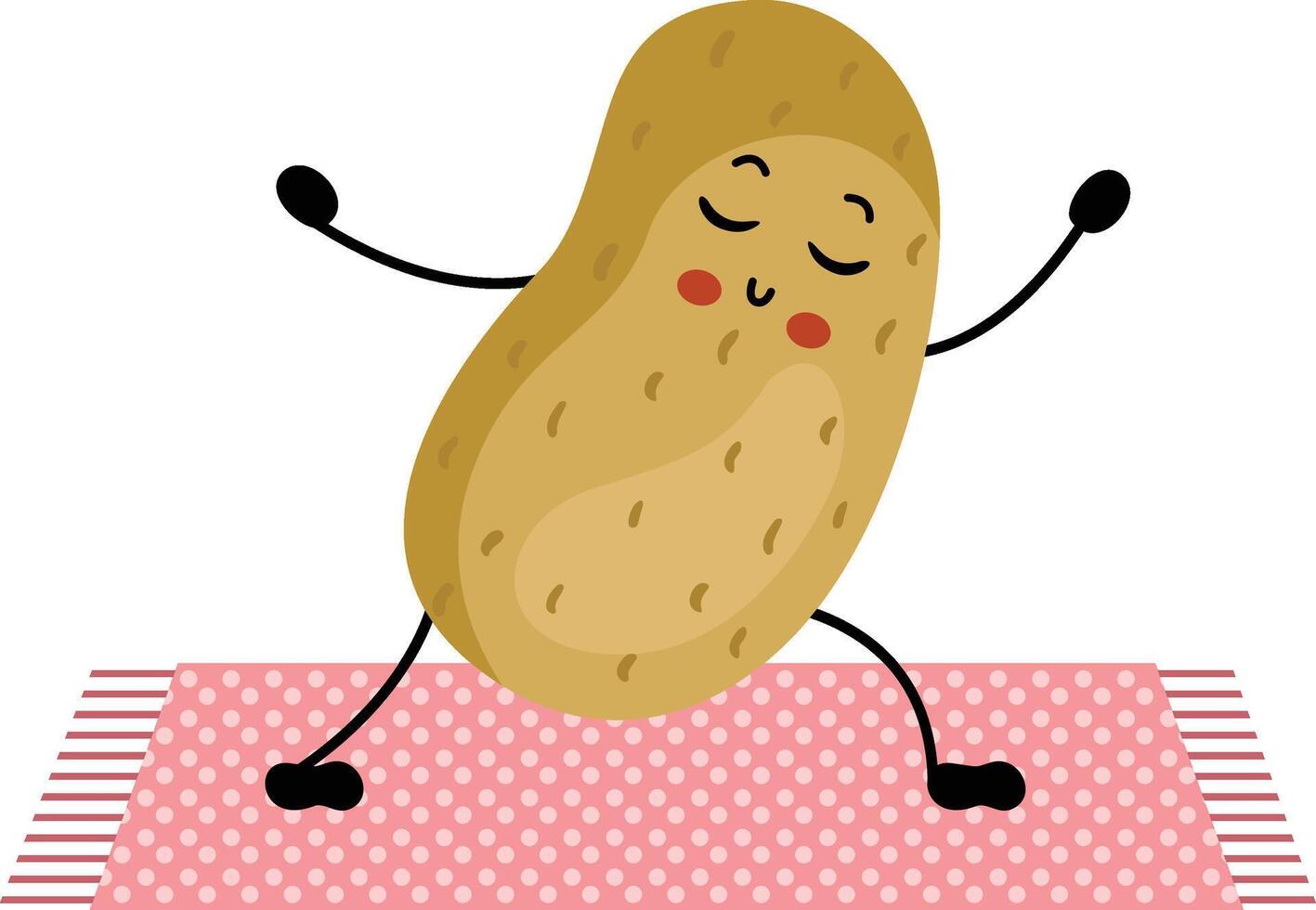 Cute potato mascot character making gym on a mat vector