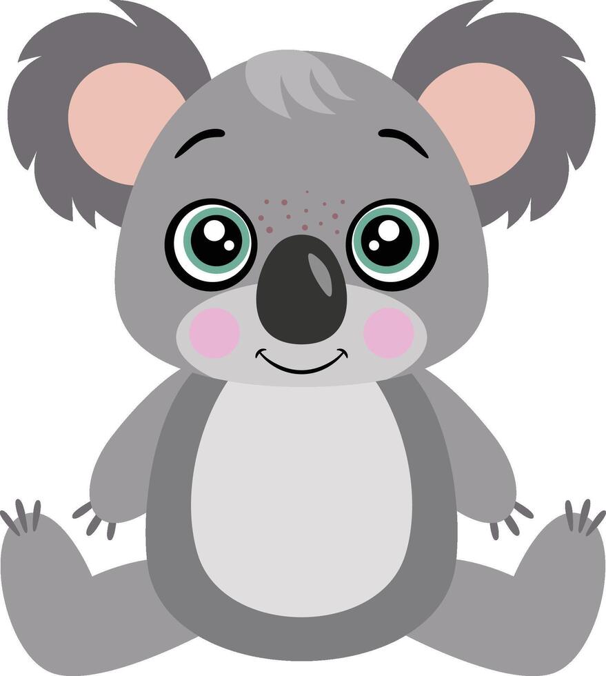 Cute koala sitting isolated on white vector