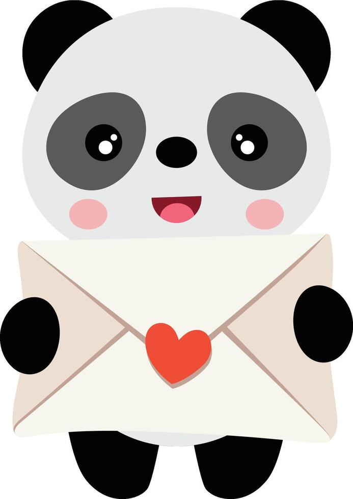 Funny panda with a valentine envelope vector