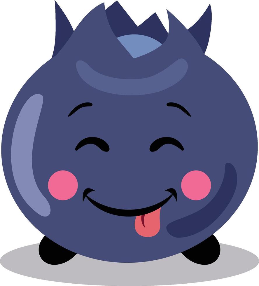Funny blueberry character mascot with tongue out vector