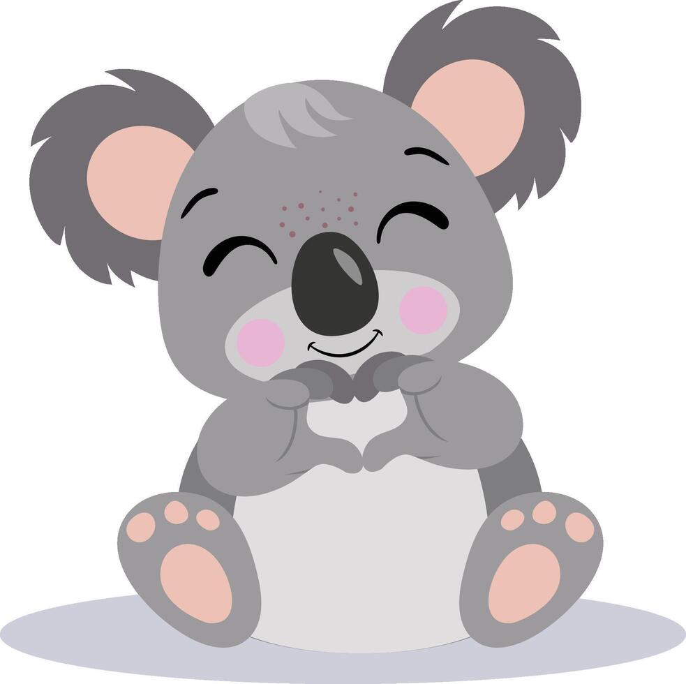 Cute koala making heart with hands vector