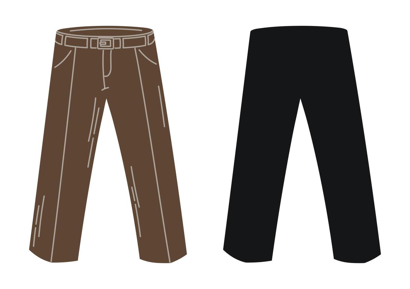 Image of trousers with belt, silhouette of clothes vector