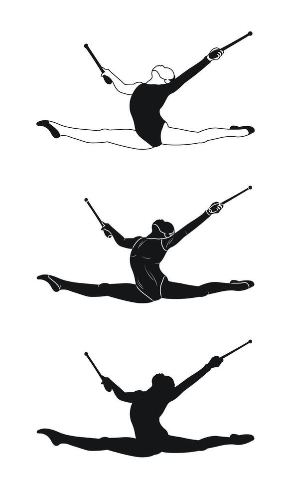 Sports silhouette of a gymnast with clubs vector