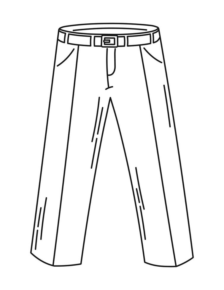 Sketch of trousers with a belt, outline of an element of clothing vector