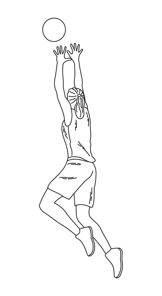 Woman playing basketball, active sport vector