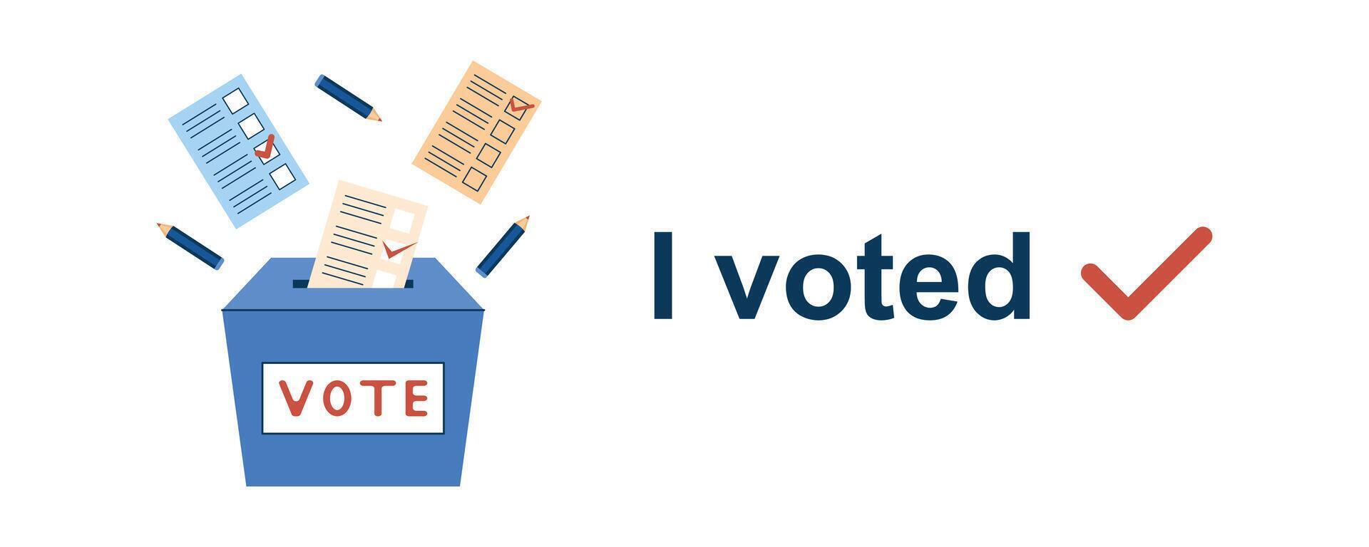 Vote 2024. Horizontal banner with ballot box. Element for election themed design. Isolated illustration. vector
