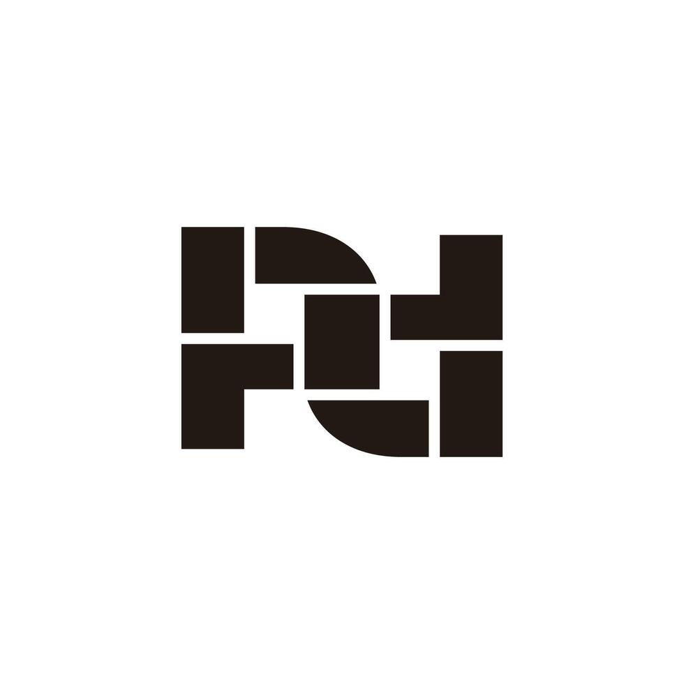 letter pd linked bricks shape simple logo vector