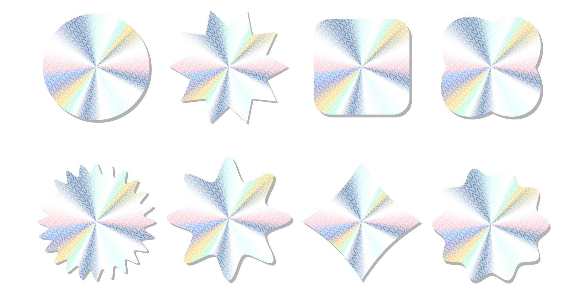 set of realistic sticker, hologram emblem, holographic labels. illustration vector