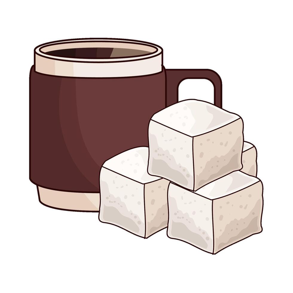 coffee cup with sugar cube vector