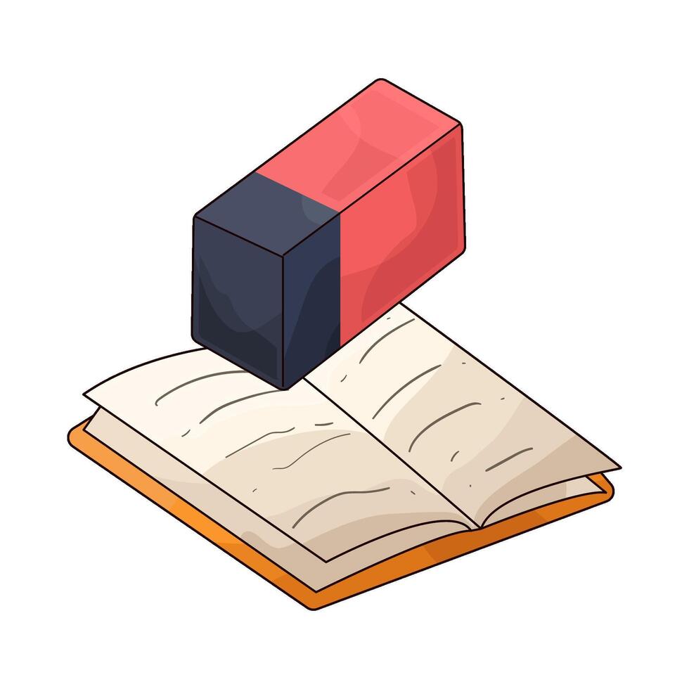 book and eraser illustration vector
