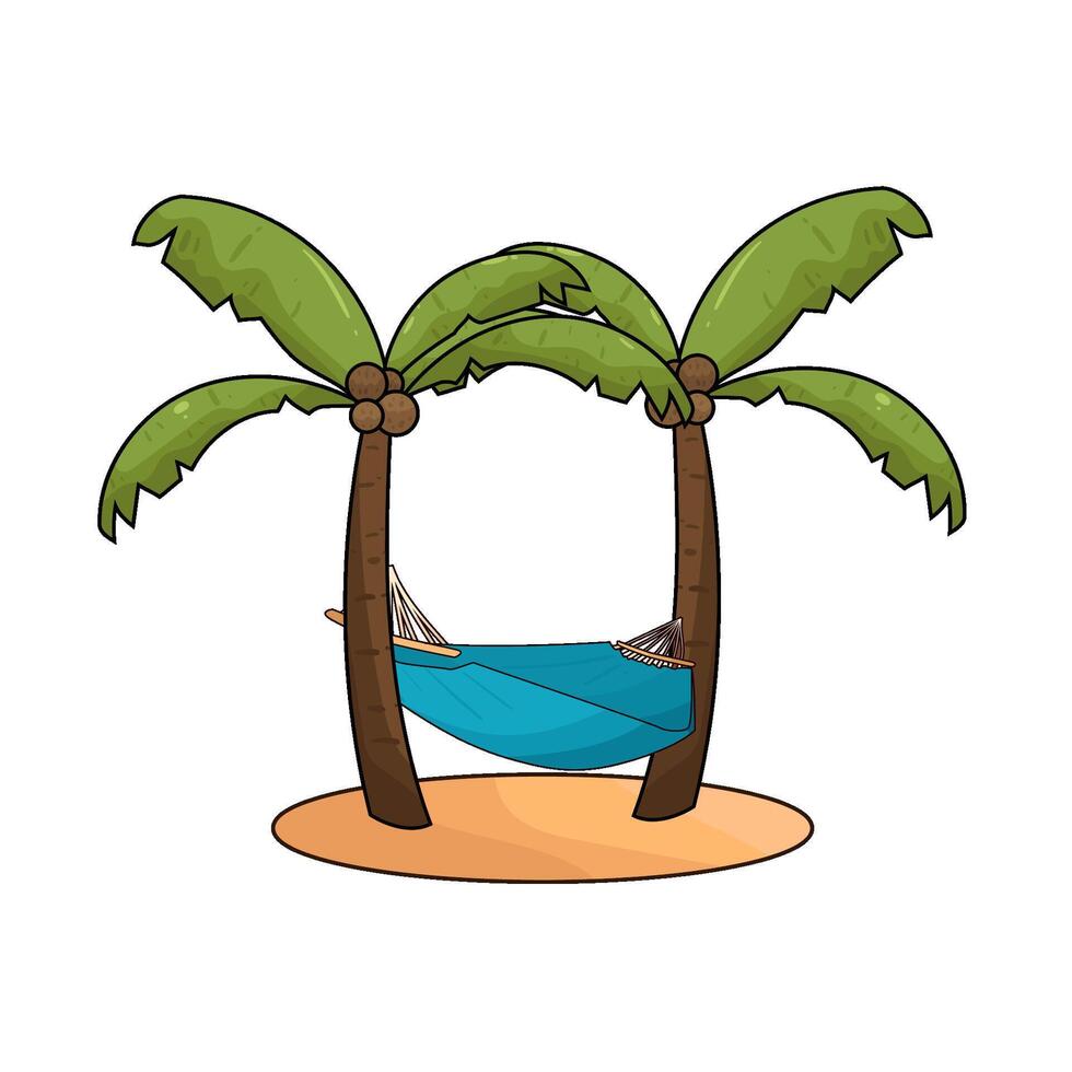 illustration of Tranquility Hammock in Coconut tree vector