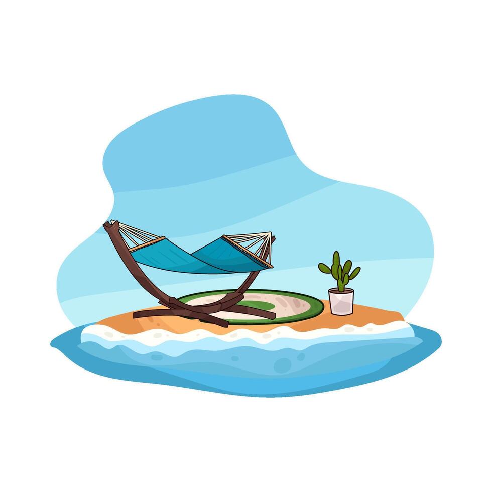 illustration of Hammock in the Blue Sea vector