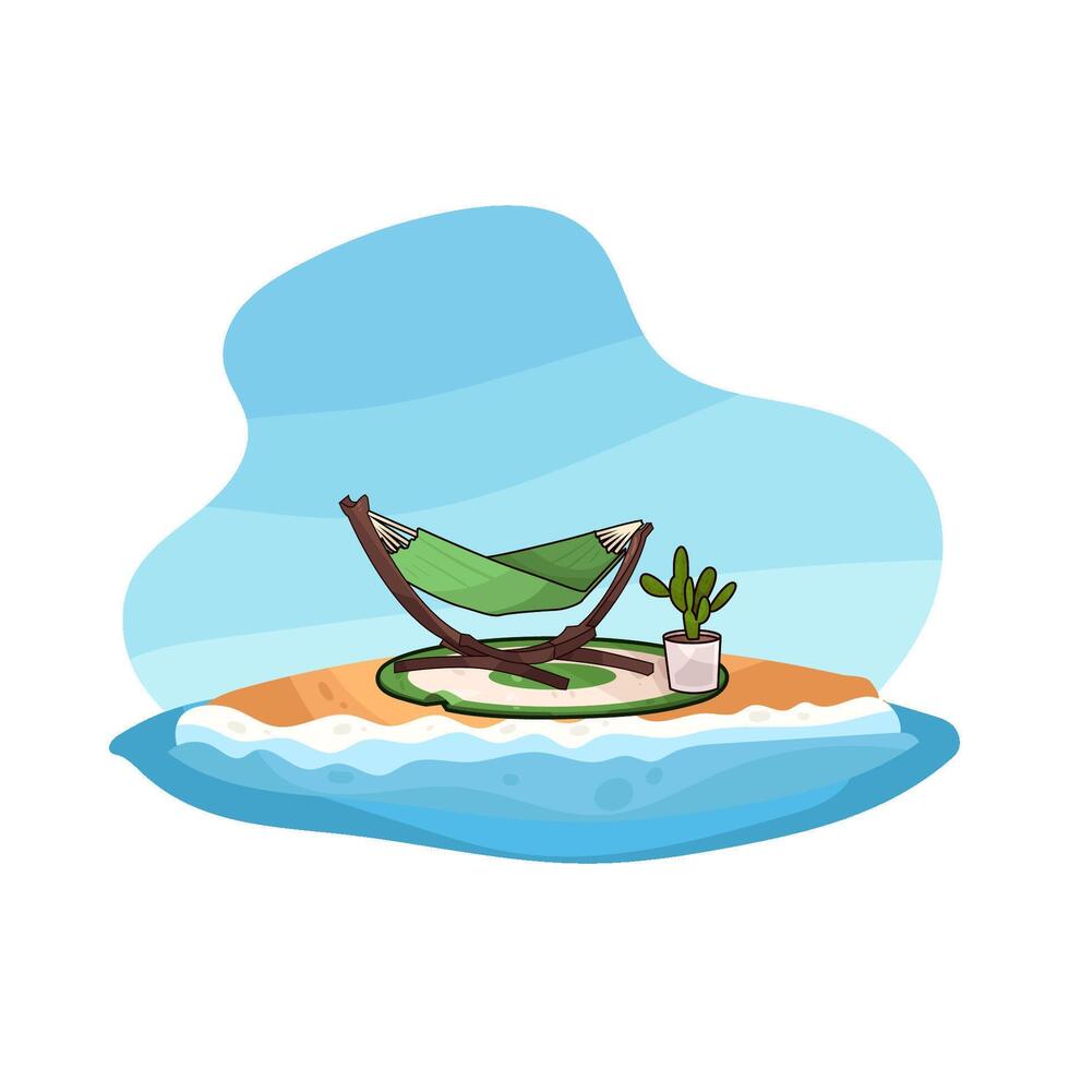Hammock Hanging on the Beach illustration vector