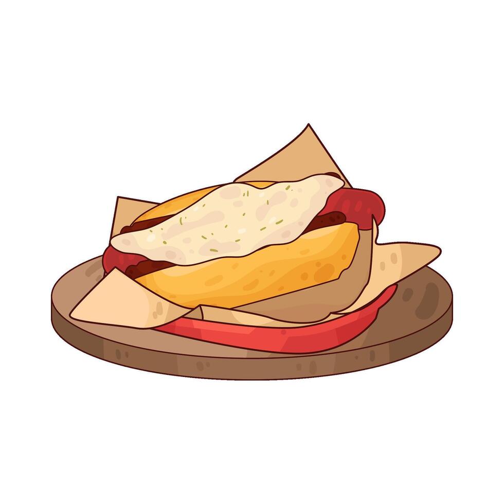 Simple Hotdog on a Plate illustration vector