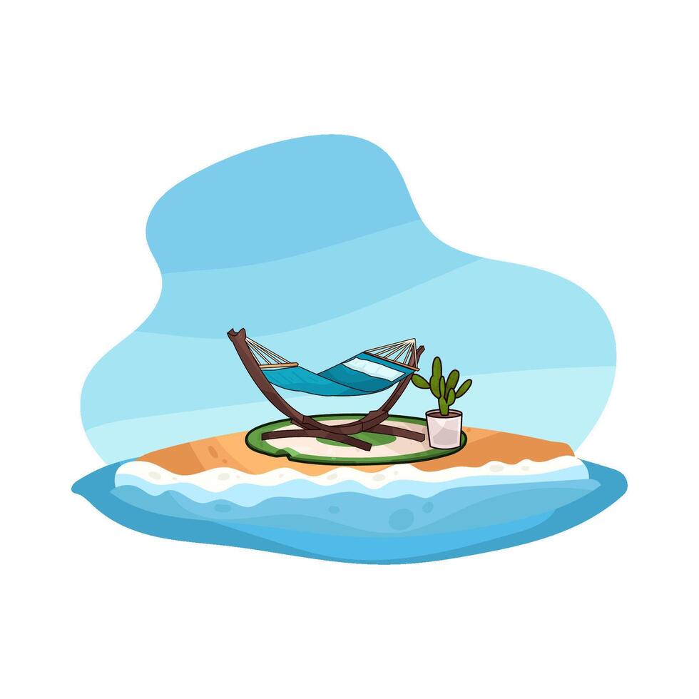 illustration of Hammock Hanging on the Beach vector