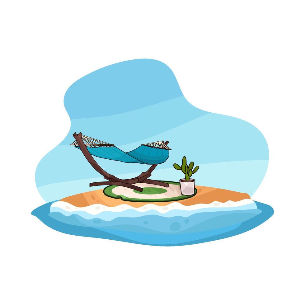 Tropical Beach and Hammocks illustration vector