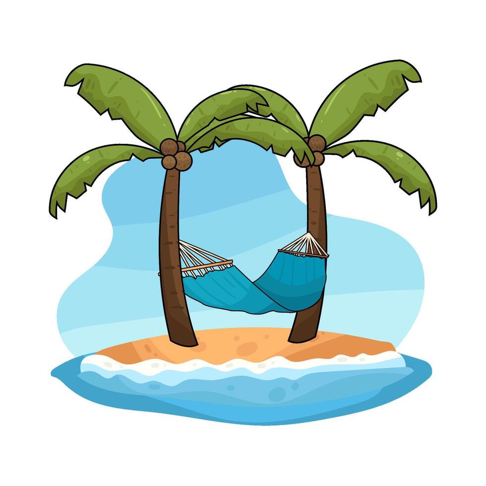 illustration of Calm Atmosphere Hammock in Coconut tree vector