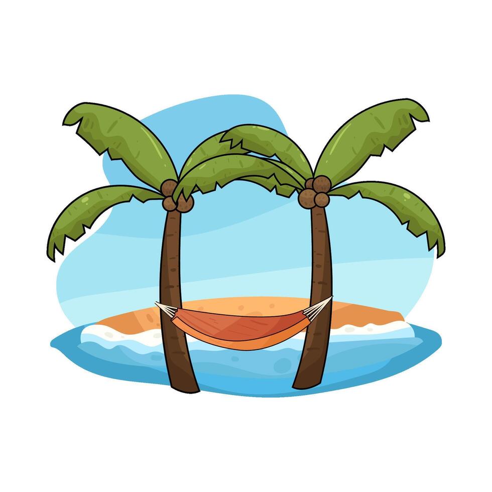 illustration of Relax in the Tropical Coconut Hammock vector