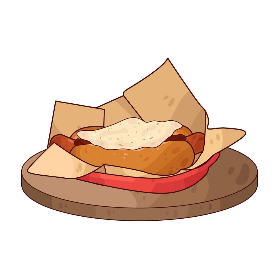 illustration of Warm Hotdogs on a Plate vector