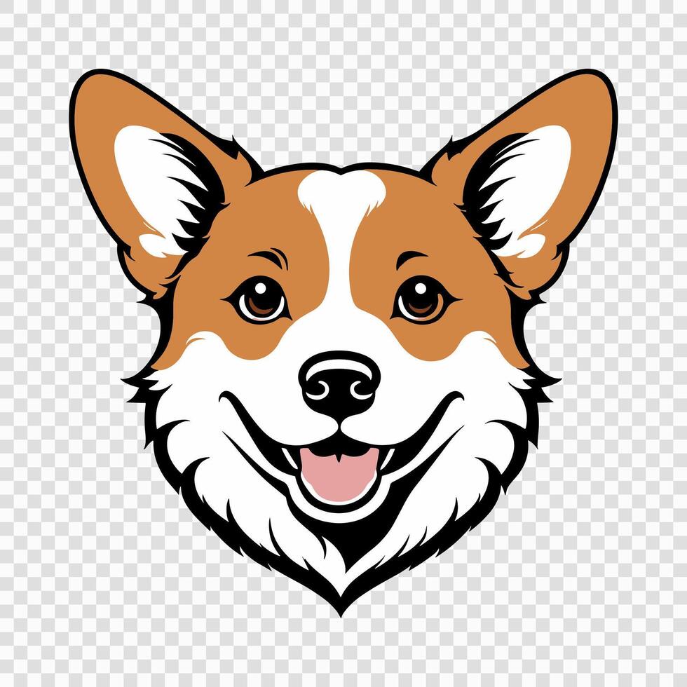 Smiling Cartoon Corgi Dog Face Illustration vector