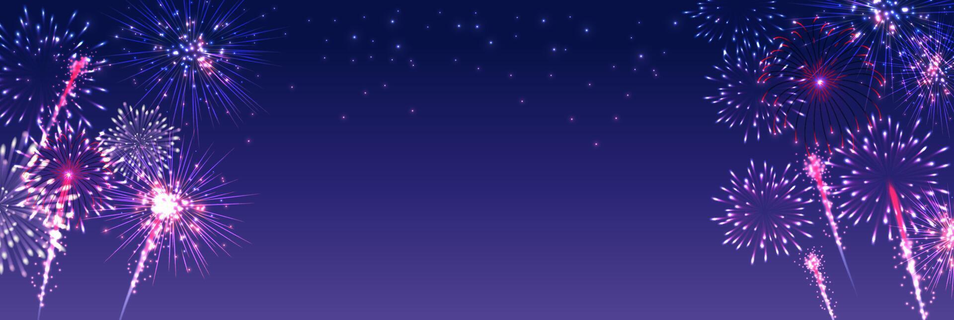 Experience a Spectacular and Vibrant Firework Display in the Night Sky vector