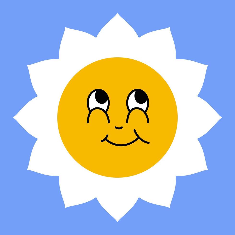 Daisy flower smiling face, cute sunflower emoji for different emotions, great for adding joy to your designs vector