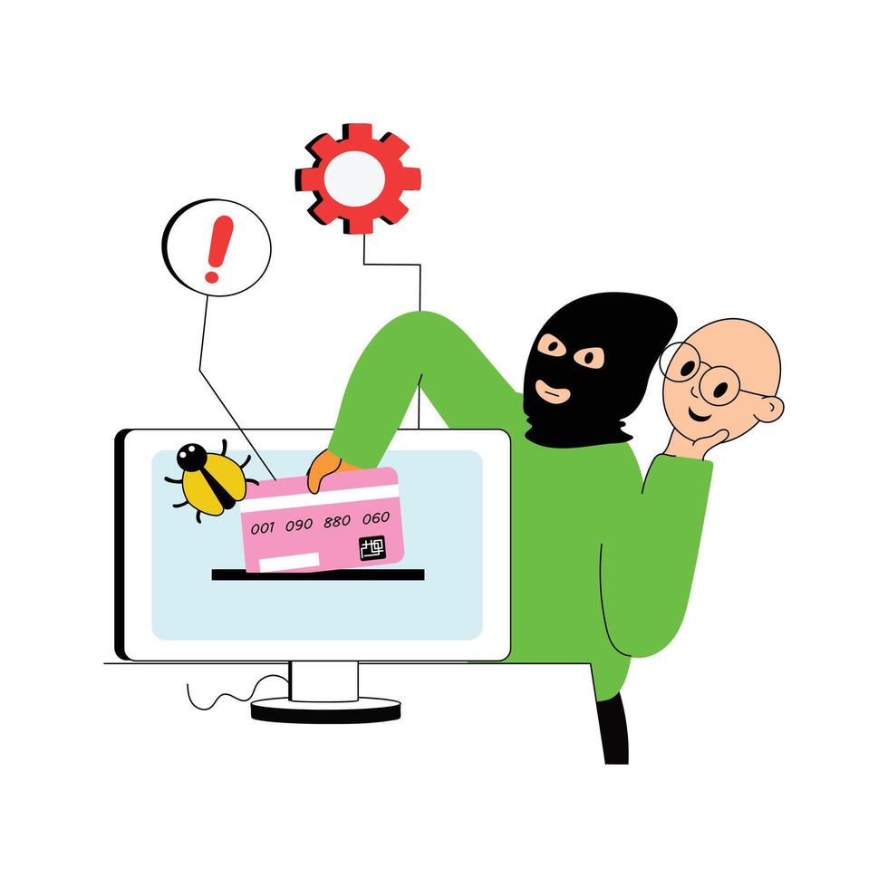 Hacker attempting to breach ATM security systems for illegal access vector