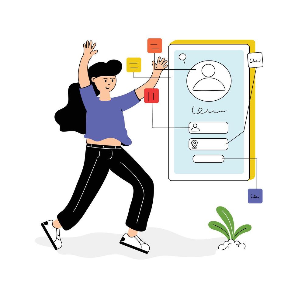 Designer creating user interface designs for applications and websites vector