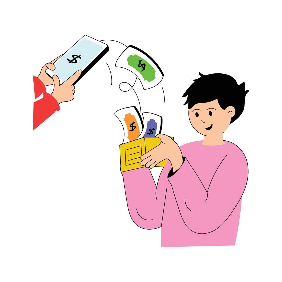 Man making a digital payment using a mobile phone vector