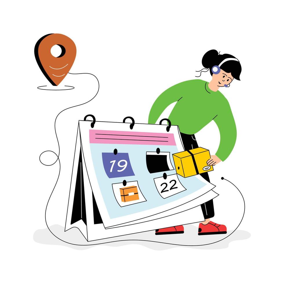 Delivery planning, delivery schedule character illustration vector