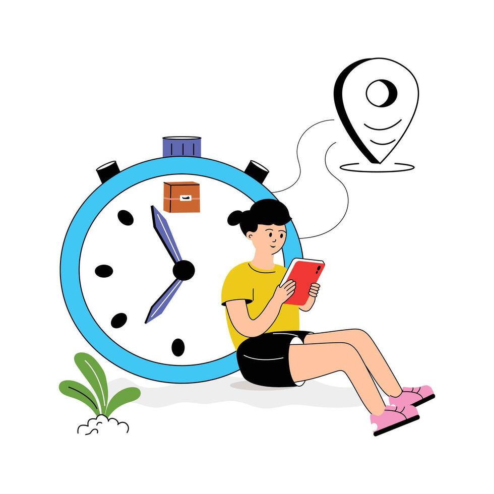 A customer waiting for their ordered parcel to arrive on time. vector