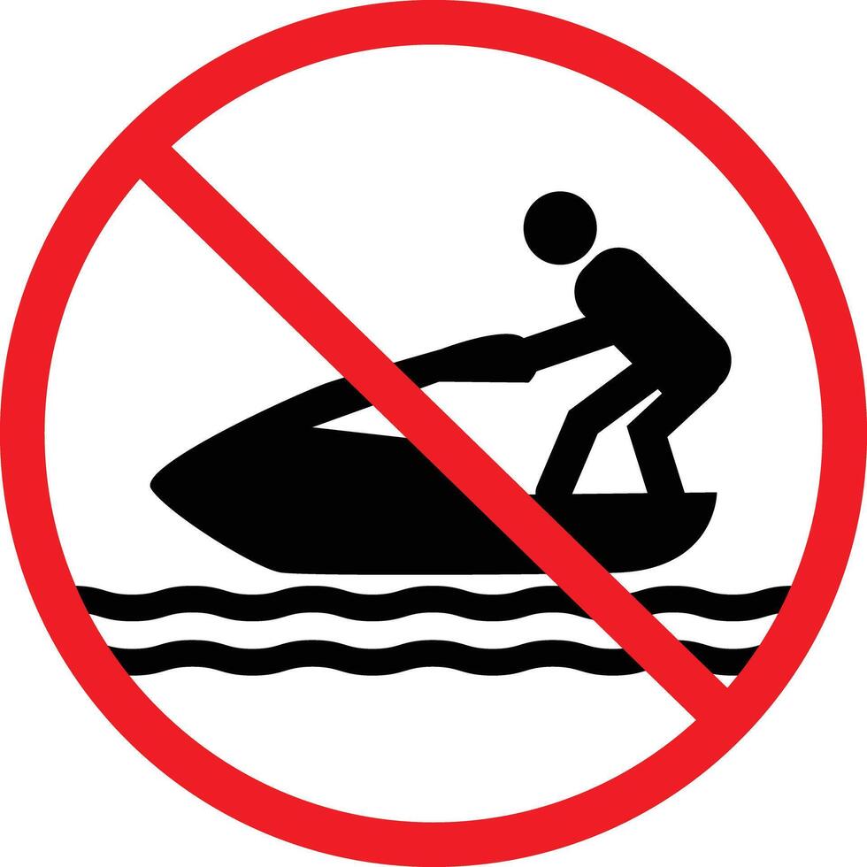 No jet skiing sign. Jet Ski no ride symbol. No personal water craft icon. flat style. vector