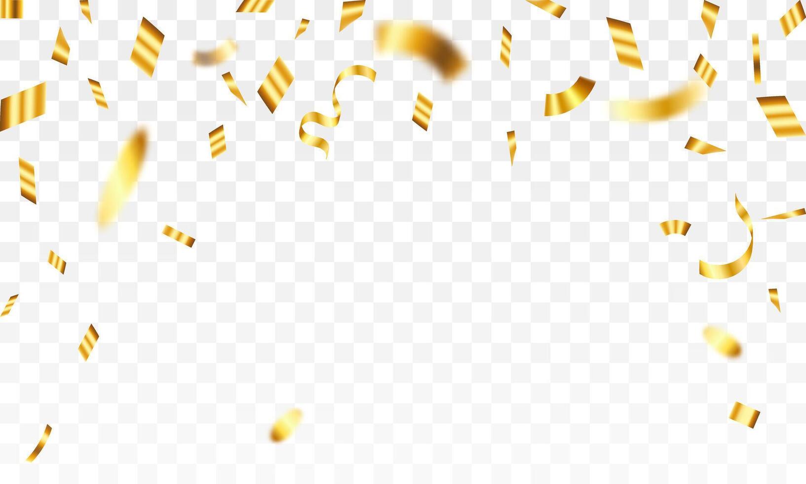Luxury confetti flying for celebration party banner. Falling shiny golden confetti isolated on background. confetti illustration. vector