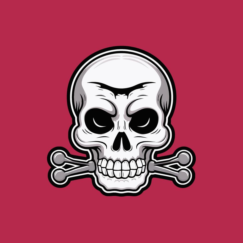 skull logo design character cartoon illustration vector