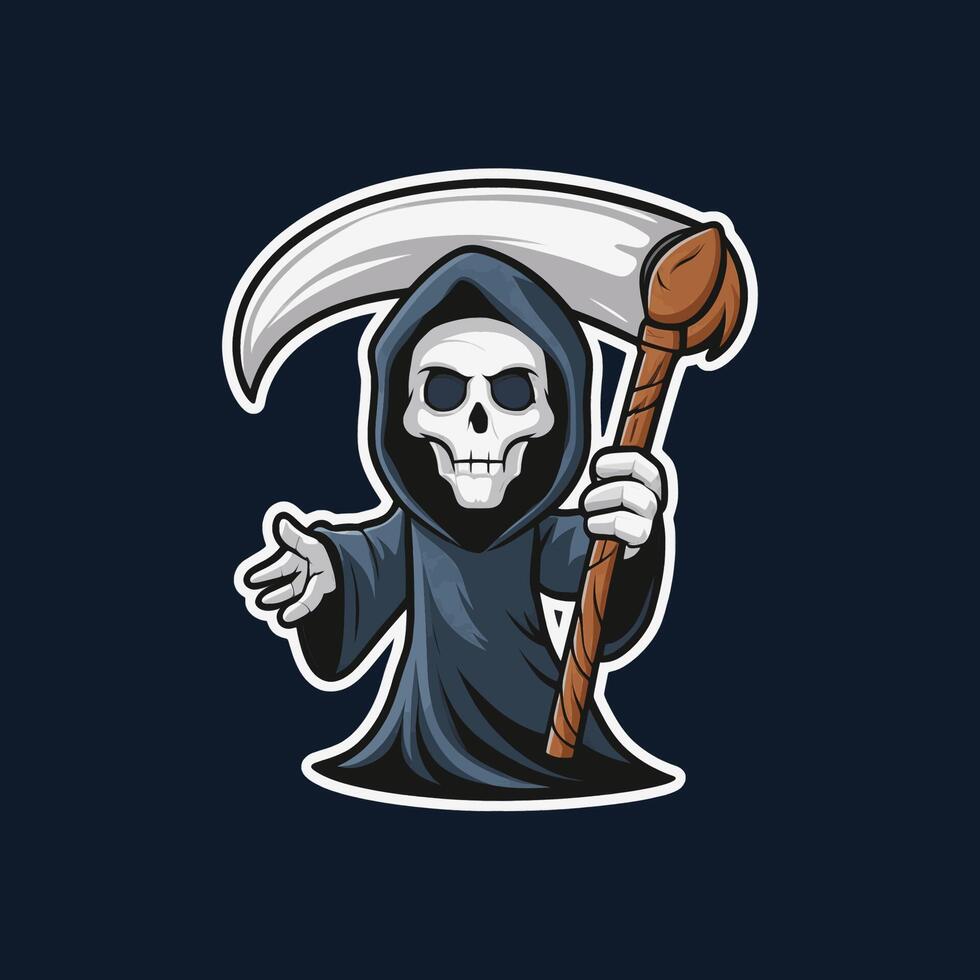 grim reaper hold scythe design character illustration vector