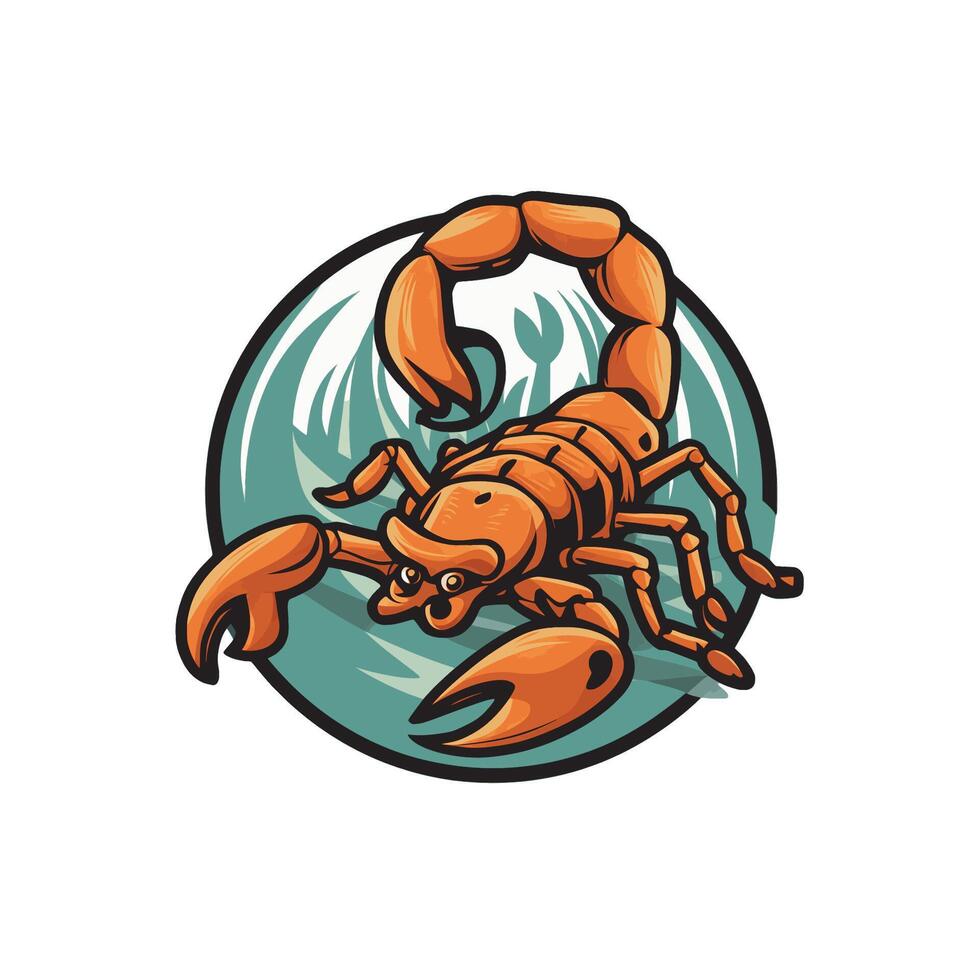scorpion logo design illustration on circle background vector