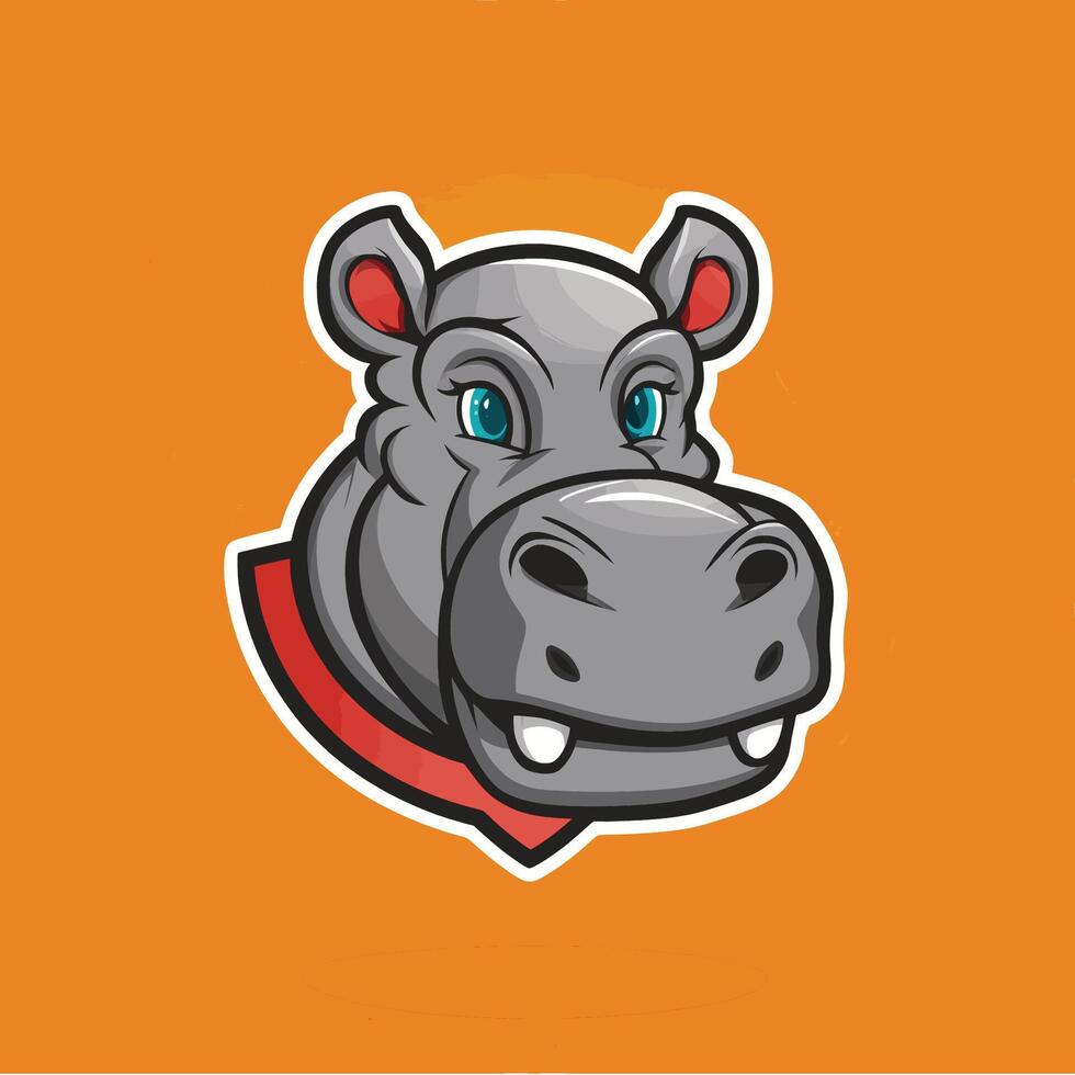 hippopotamus design illustration logo icon vector