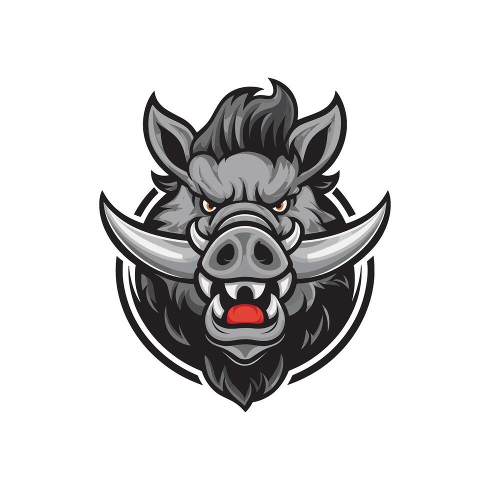 Wild boar design illustration logo on white background vector