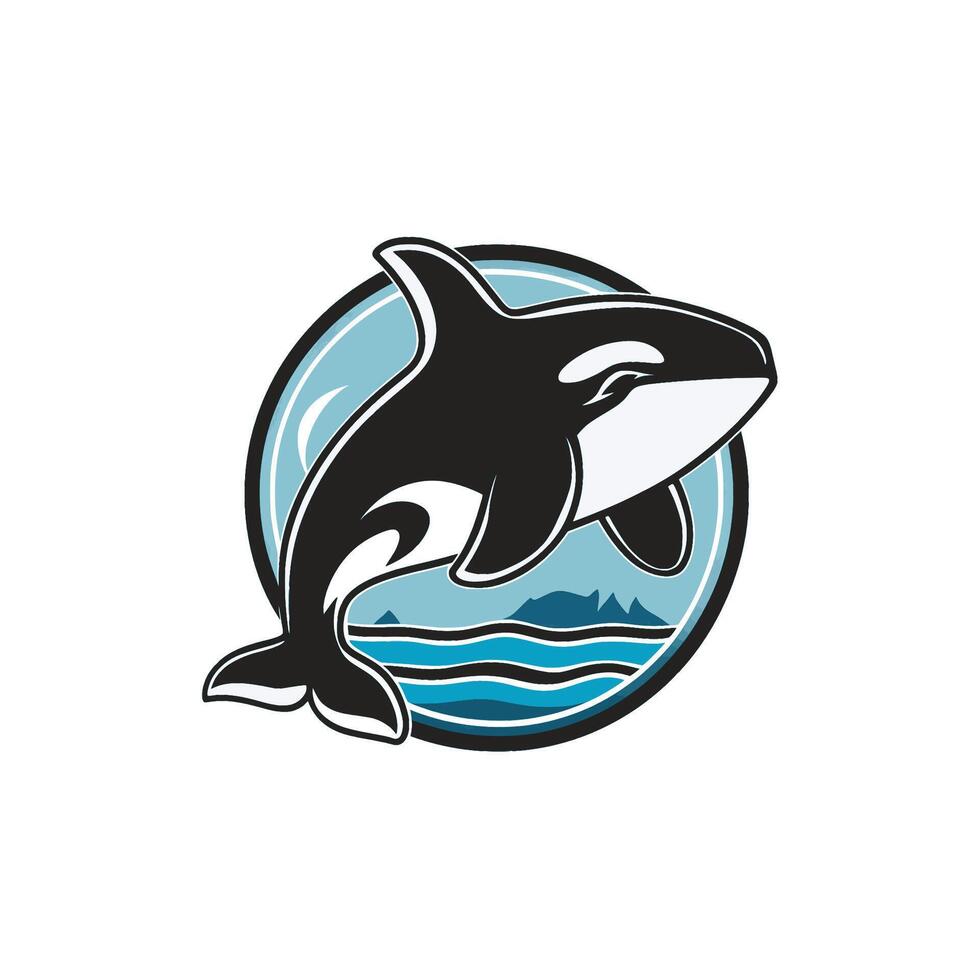 Orca whale design logo illustration on white background vector