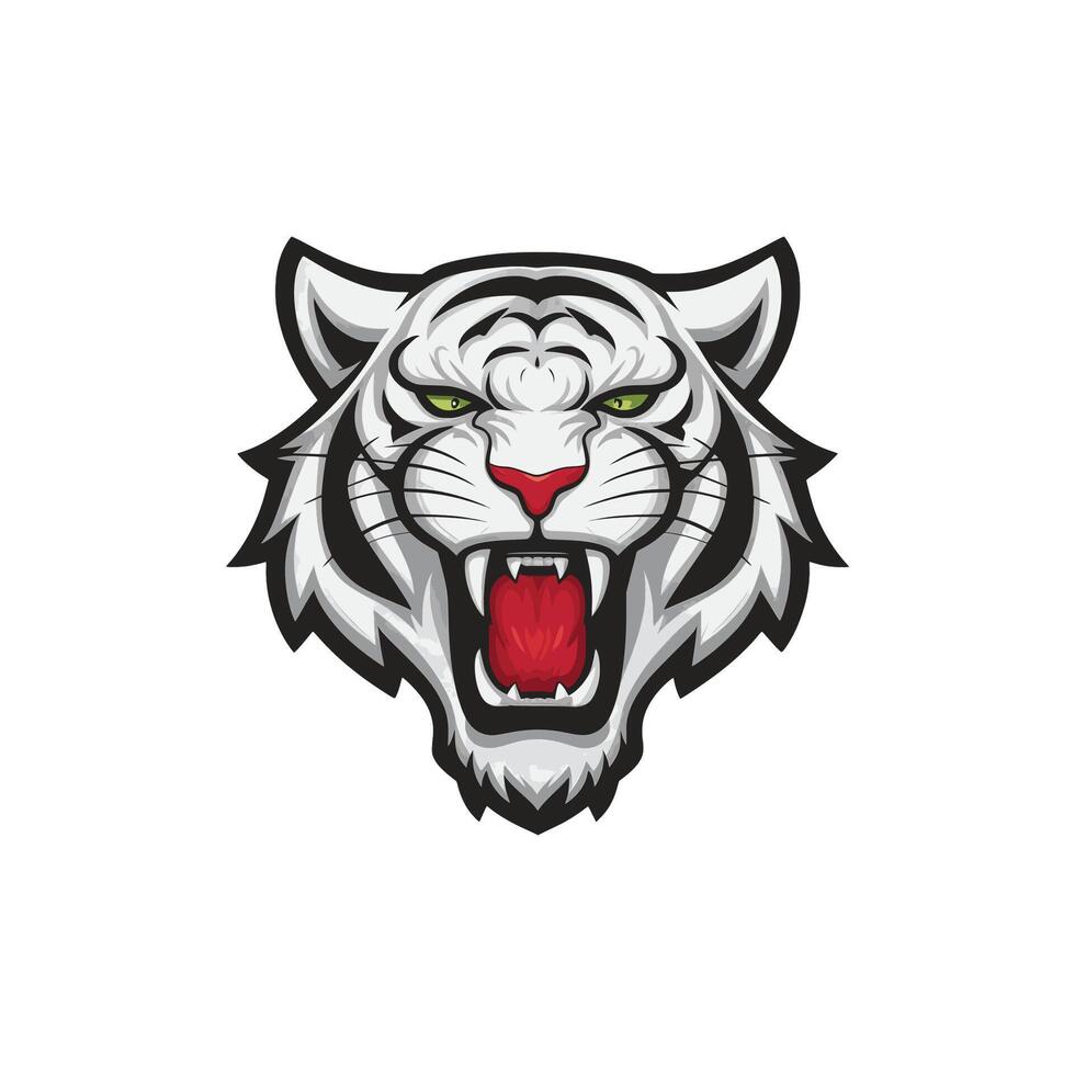 white tiger design illustration logo on white background vector