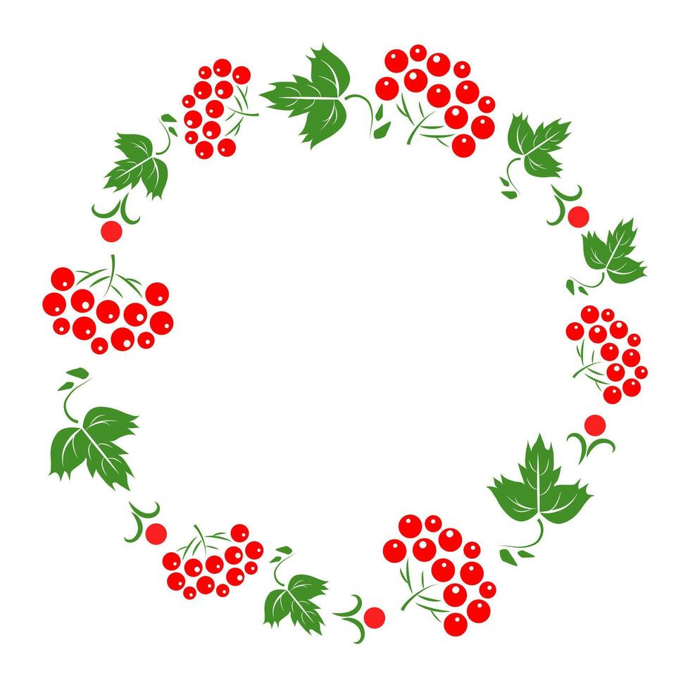 Viburnum frame on a white background. Ukrainian symbols vector