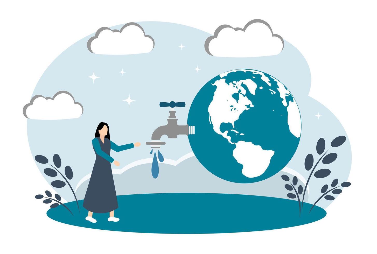 The concept of the value of water on planet earth. Save water vector