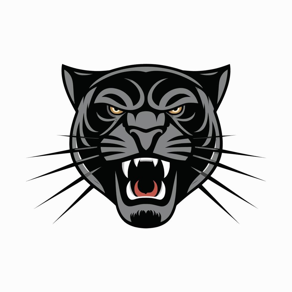 Black panther design logo illustration on white background vector